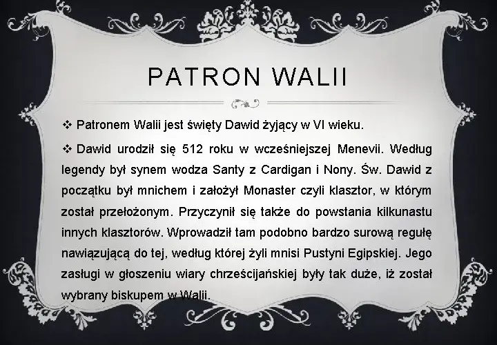 Kto jest patronem Walii? Poznaj historię świętego Dawida i jego znaczenie